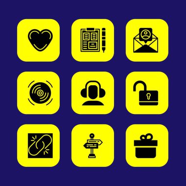 Temel vektör Icon set. kilit, posta, kompakt disk ve mektup