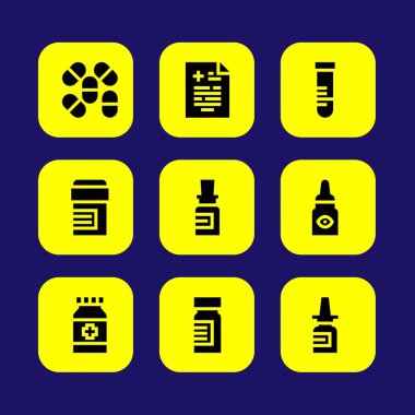 Tıp vektör Icon set. tüp, göz damlası, tüp ve burun spreyi