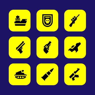 Silah vektör Icon set. Savaş, silah, keskin nişancı ve bagde