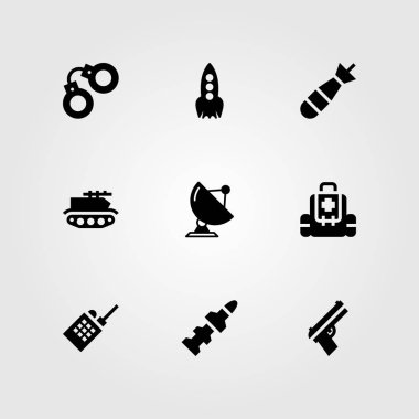 Silah vektör Icon set. roket, İlkyardım çantası, uydu ve torpido