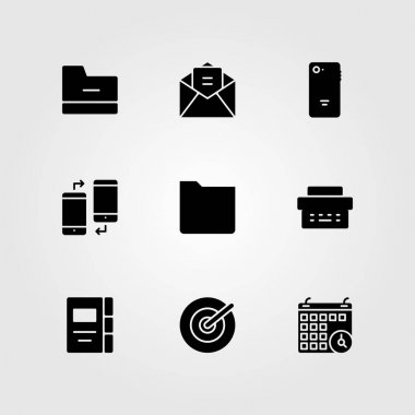 İş vektör Icon set. klasör, türü writter, adres defteri ve akıllı telefon