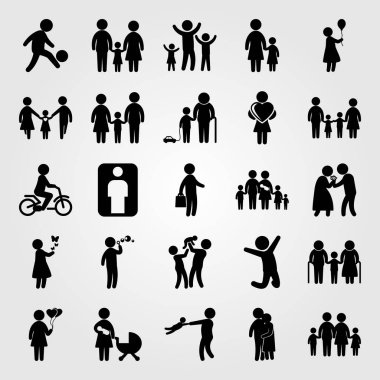 İnsanlar simge vektör ayarlayın. aşk, torunu, adam ve kızı