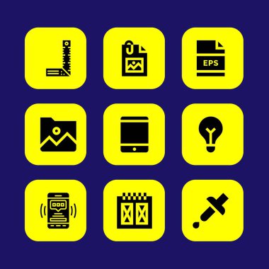 Web tasarım vektör Icon set. Tablet, tel kafes, smartphone ve ampul