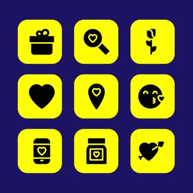 Sevgililer günü vektör Icon set. aşk aramak, öp, seviyorum ve mobil seviyorum