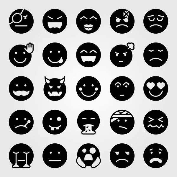 Emociones vector icono conjunto. asustada, fea, enamorada y sin gracia — Archivo Imágenes Vectoriales