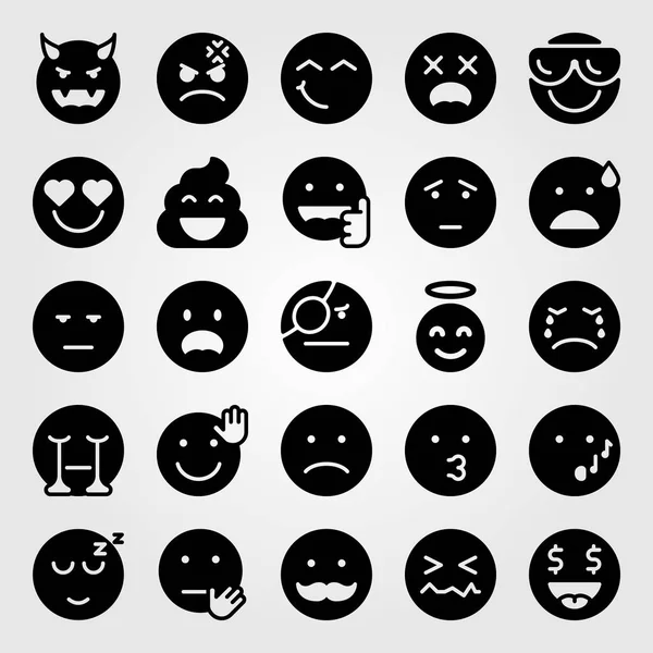 Emotions vector icon set. devil, wistle, sad and cool