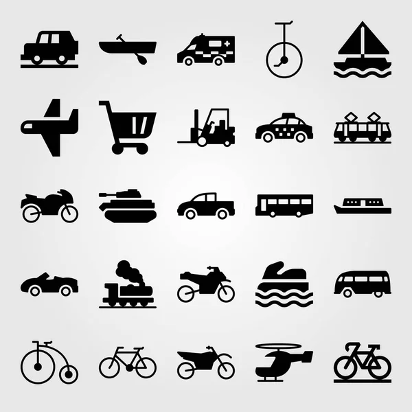 Közlekedési vector icon set. kerékpár, kisteherautóval, kosár- és — Stock Vector