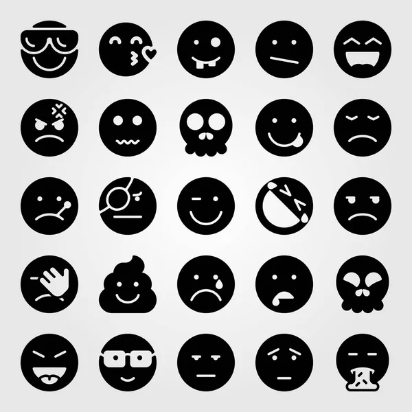 Emotions vector icon set. kiss, poo, bored and drool