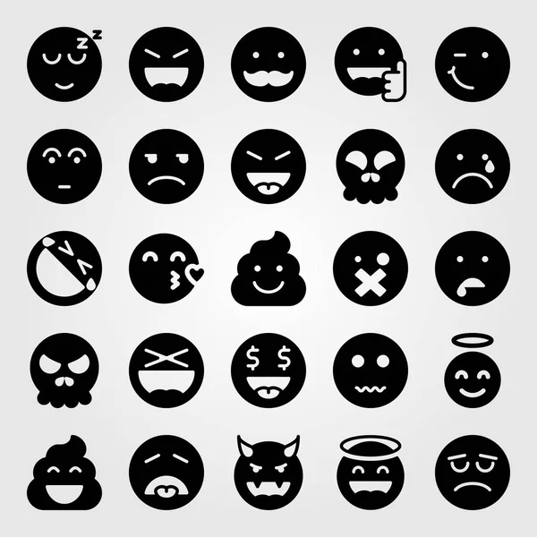 Emociones vector icono conjunto. asqueado, beso, sin diversión y durmiendo — Archivo Imágenes Vectoriales