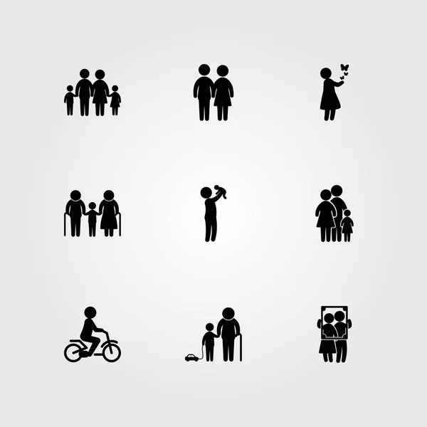 Icono humano vector conjunto. niño, familia, niño y madre — Vector de stock