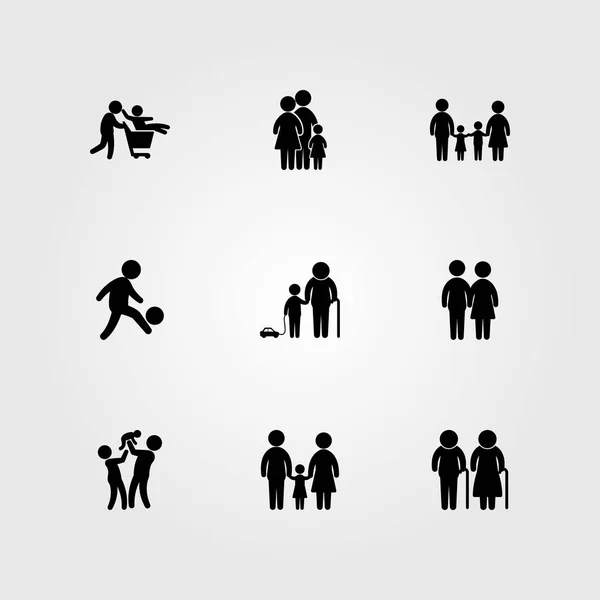 Icono humano vector conjunto. hombre, papá, niña y anciano — Vector de stock