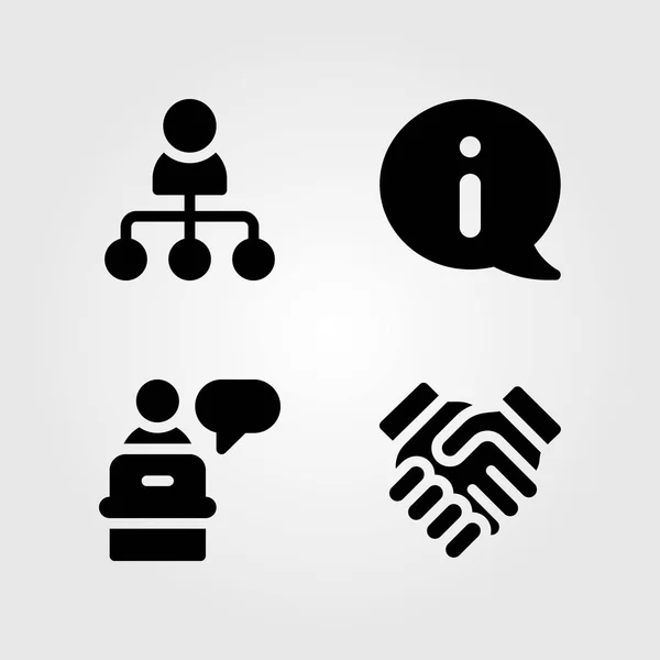 Set di icone vettoriali di discussione. Discorso, informazione, discussione e partenariato — Vettoriale Stock
