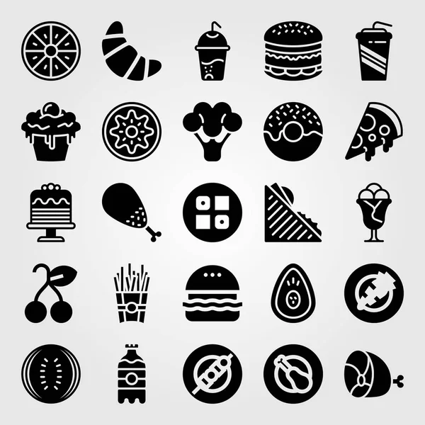 Alimentos y bebidas vector icono conjunto. sushi, zanahoria, pincho y helado — Archivo Imágenes Vectoriales