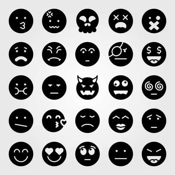 Emociones vector icono conjunto. aburrido, pirata, preguntándose y sonriendo — Archivo Imágenes Vectoriales