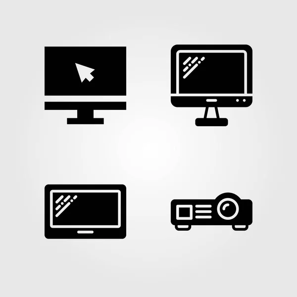 Teknik ikoner set. Vektor illustration bildskärm, projektor, tv och surfplatta — Stock vektor