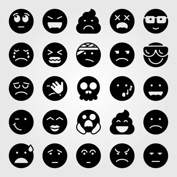 Emociones vector icono conjunto. sin diversión, triste, herido y nerd — Archivo Imágenes Vectoriales