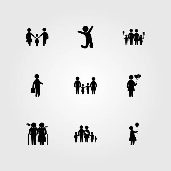 Icono Humano Vector Conjunto Familia Mujer Amor Hombre Negocios — Vector de stock