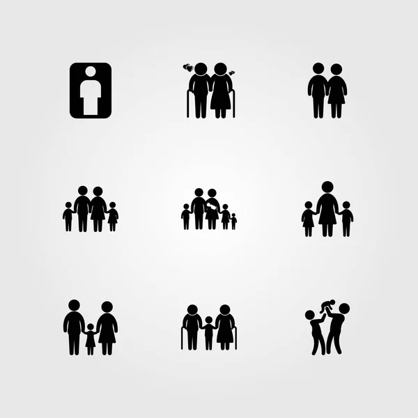 Mens pictogrammenset vector. moeder, familie, moeder en man — Stockvector