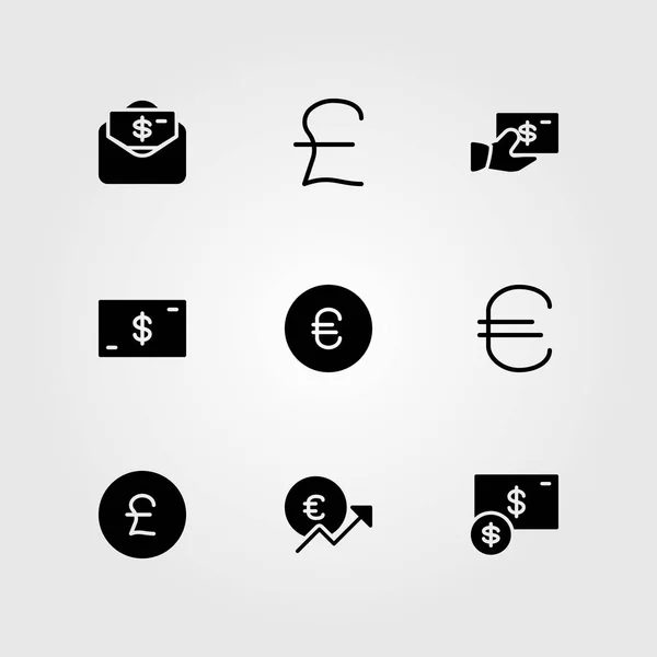 Signe vectoriel icône ensemble. dollar, euro, argent et livre sterling — Image vectorielle