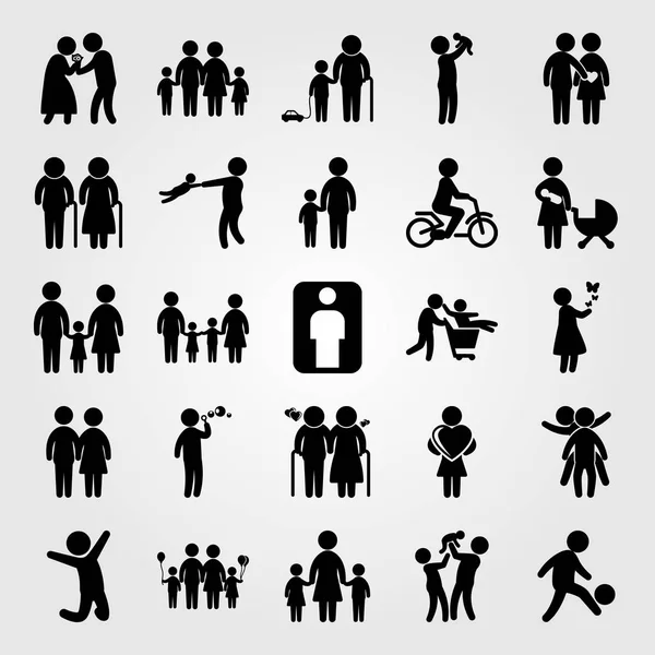 Humans Vector Icon Set Mom Human Chield Man — Stock Vector