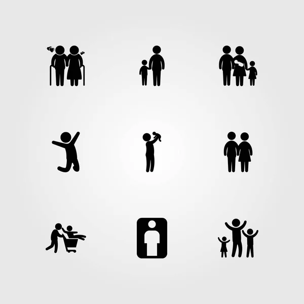 Menschen Icon Set Vektor. Mensch, Vater, Frau und Baby — Stockvektor