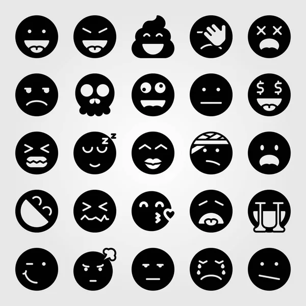 Conjunto de ícones vetoriais de emoções. crânio, louco, chorando e entediado — Vetor de Stock