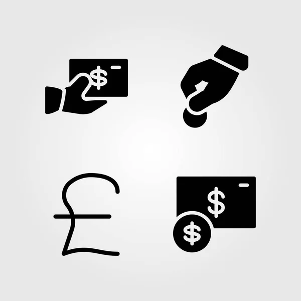 Money icons set. Vector illustration pound sterling, donate and dollar — Stock Vector