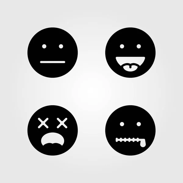 Emociones vector icono conjunto. sonrisa, conmocionado, secreto y raro — Archivo Imágenes Vectoriales