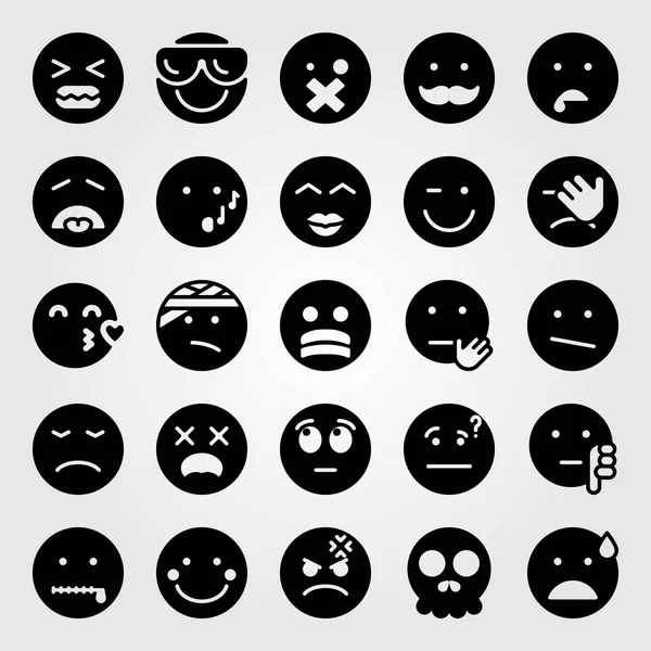 Emociones vector icono conjunto. calavera, secreto, pensamiento y beso — Archivo Imágenes Vectoriales