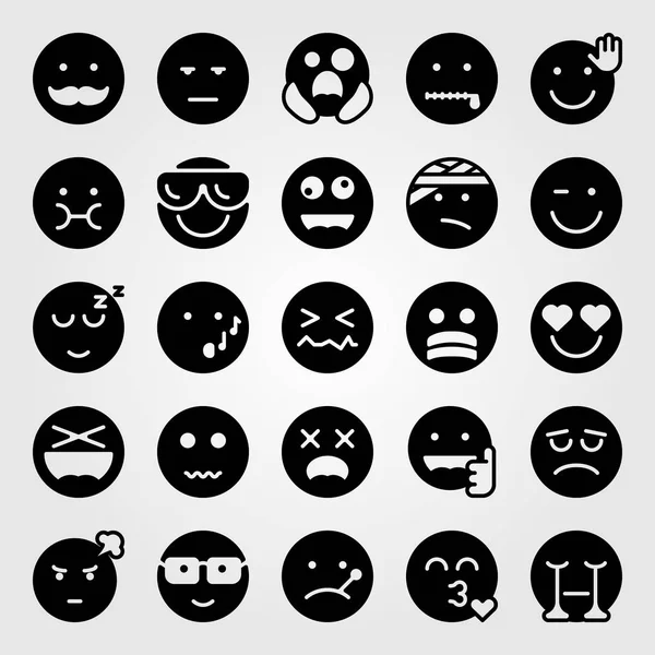 Emociones vector icono conjunto. asustado, silbido, aburrido y como — Archivo Imágenes Vectoriales