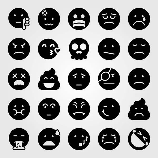 Emotions vector icon set. nervous, crying, stress and angry — Stock Vector