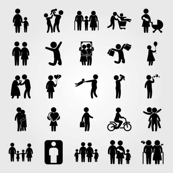 İnsanlar simge vektör ayarlayın. Çift, büyükbaba, baba ve oğul