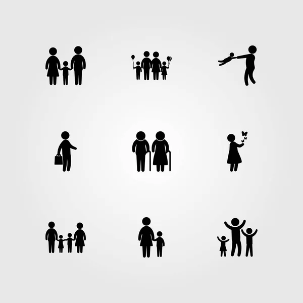 Menschen Icon Set Vektor. mama, familie, papa und vater — Stockvektor