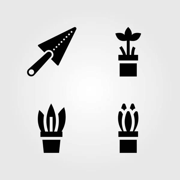 Набор векторных значков домашних растений. Растения и растения — стоковый вектор