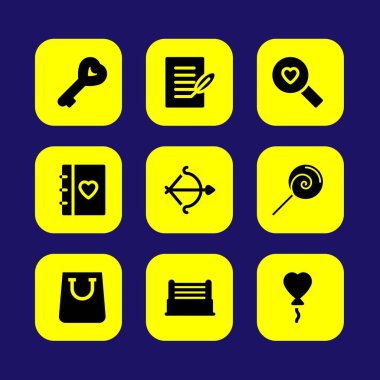 Sevgililer günü vektör Icon set. Sevgililer günü, aşk mektubu, arama sevgi ve aşk gündem