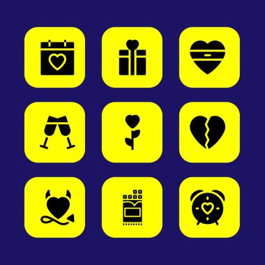 Sevgililer günü vektör Icon set. kalp, Hediyelik, aşk ve gül