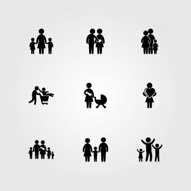 İnsanlar simge vektör ayarlayın. Aile, anne, çocuk ve kadın