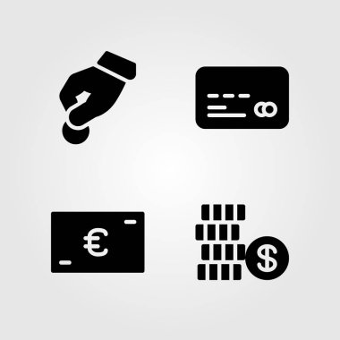 Banka Icons set. Vektör çizim bağış, euro, para ve Doları