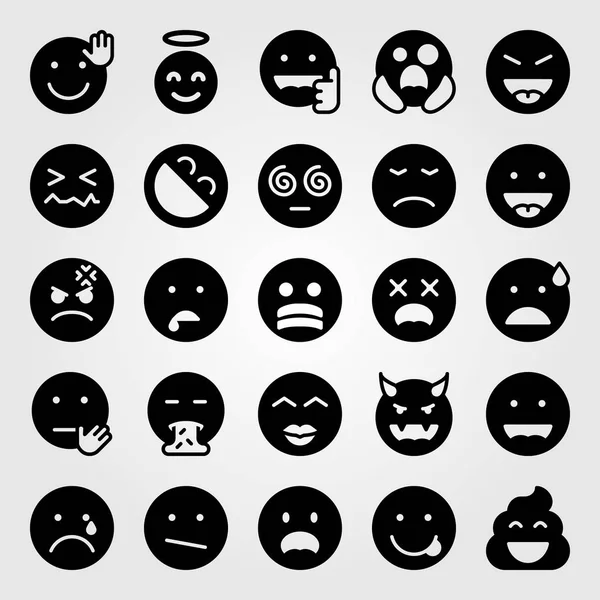 Emotions vector icon set. valentines day, puking, tongue and devil — Stock Vector