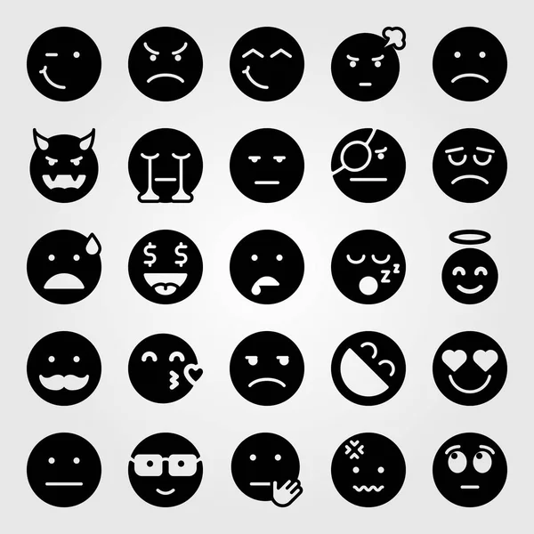 Emociones vector icono conjunto. aburrido, guiño, ángel y triste — Archivo Imágenes Vectoriales