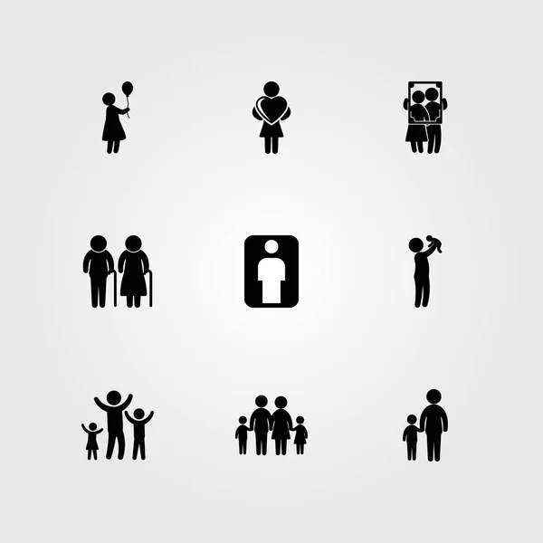 Icono humano vector conjunto. hijo, niño, mujer y niña — Vector de stock