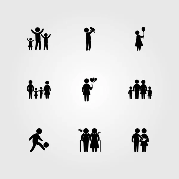 Humans Icon Set Vector Mom Couple Man Woman Ballon — Stock Vector