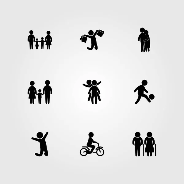 Menschen Icon Set Vektor Junge Mutter Paar Und Vater — Stockvektor