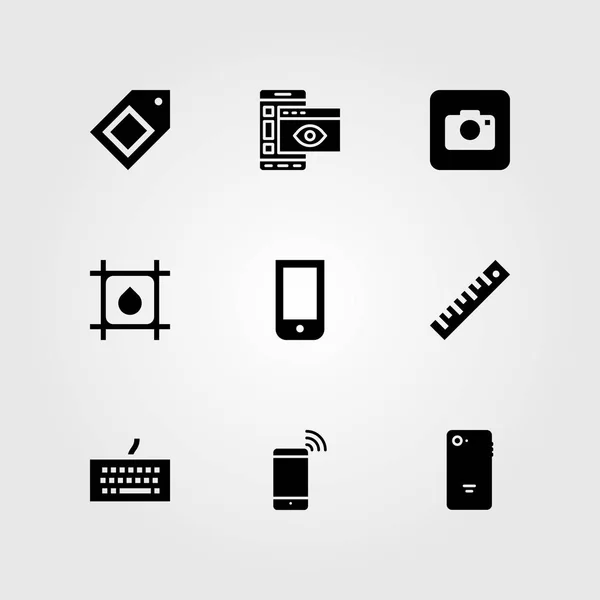 Ensemble d'icônes vectorielles Web Design. tag, drop, règle et clavier — Image vectorielle