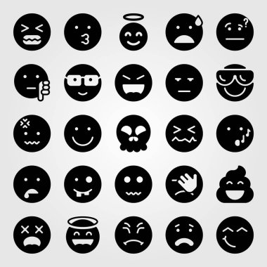 Duygular Icon set vektör. kafatası, Sevgililer günü, çirkin ve şok