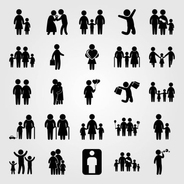 İnsanlar Icon set vektör. torunu, iş, insan ve anne