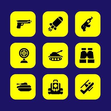 Silah vektör Icon set. silah, tabanca, ısıtıcı ve tüfek