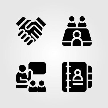 Tartışma vektör Icon set. tartışma, ortaklık, gündem ve Toplantı