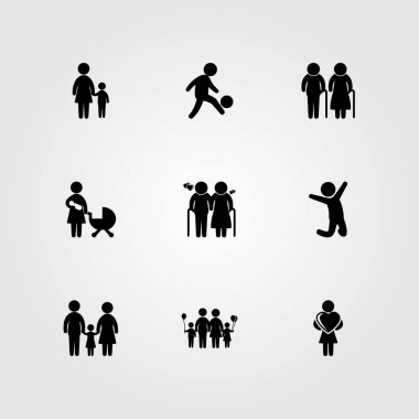 İnsanlar simge vektör ayarlayın. aşk, Aile, yaşlı adam ve yaşlı
