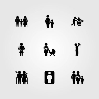 İnsanlar simge vektör ayarlayın. adam, baba ile bebek, anne ve bebek